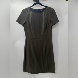 Theory Jatinn Wool Blend Sheath Dress Olive Green